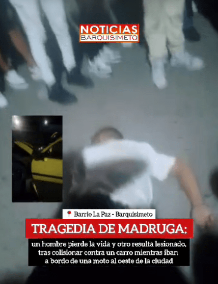 Trágico accidente en Barrio La Paz de Barquisimeto deja un fallecido y un herido