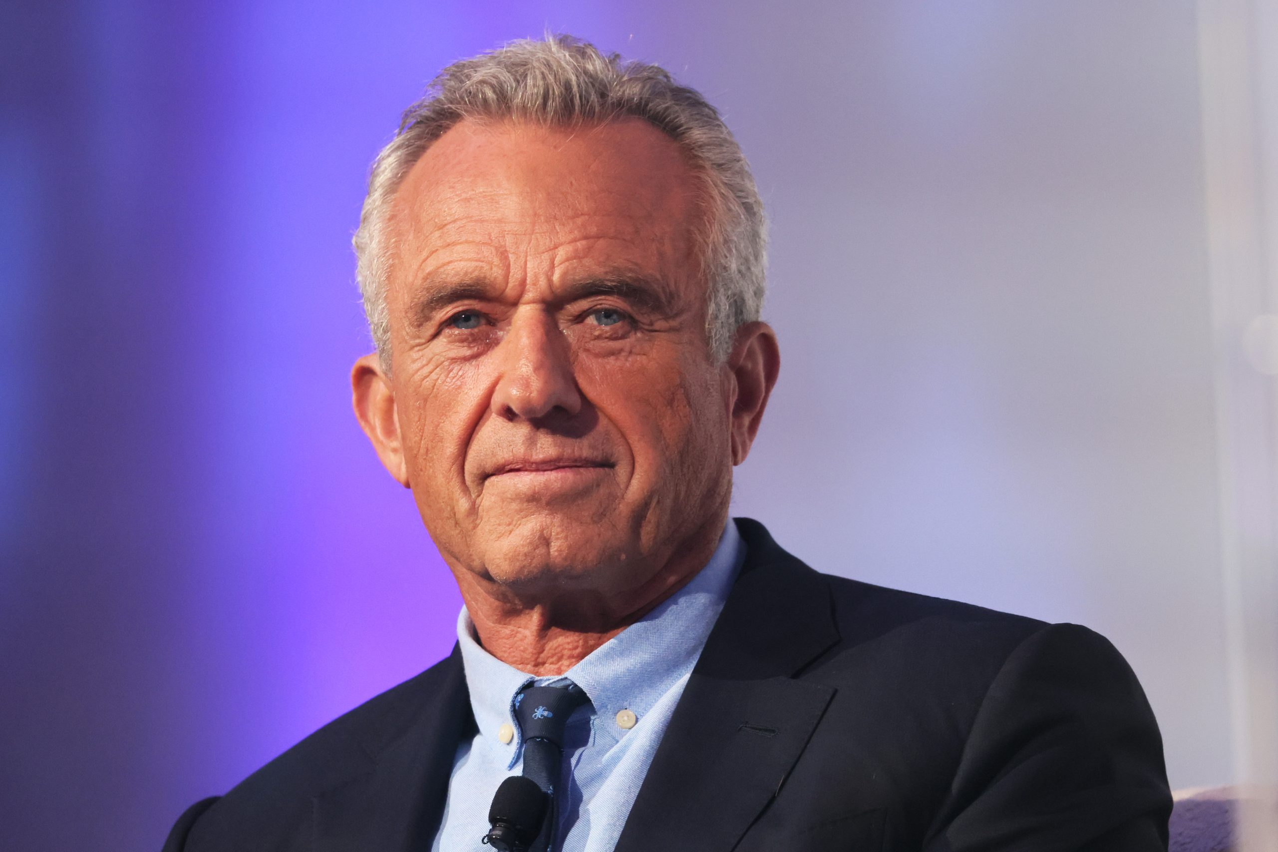 NEW YORK, NEW YORK - JULY 25: Democratic Presidential Candidate Robert F. Kennedy Jr. listens as he is introduced by Rabbi Shmuley Boteach during the World Values Network's Presidential candidate series at the Glasshouse on July 25, 2023 in New York City. Kennedy Jr., who is running a longshot primary campaign against President Joe Biden, joined Rabbi Shmuley Boteach to discuss fighting antisemitism and the championing of Israel. Kennedy has faced backlash for his stances on vaccines, most recently for comments he made suggesting that the coronavirus (COVID-19) disease could have been “targeted to attack Caucasians and Black people,” while sparing Jewish and Chinese people. He has denied allegations of racism and antisemitism.  (Photo by Michael M. Santiago/Getty Images)