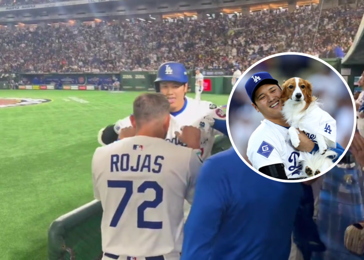 MLB: Shohei Ohtani y Miguel Rojas de los Dodgers dedican graciosa celebración a Decoy el perro del Japonés